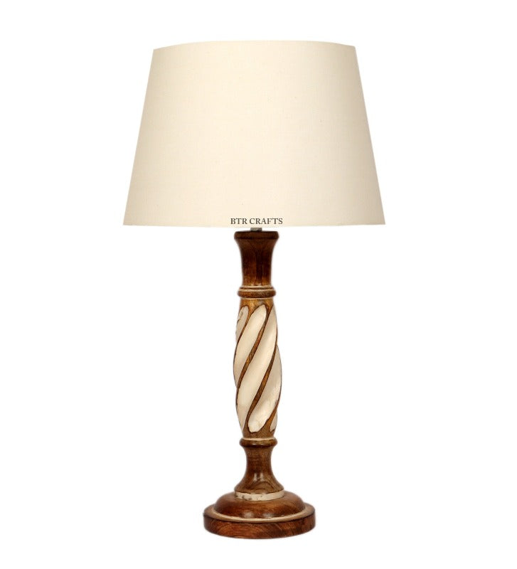 BTR CRAFTS Twister Wooden Table Lamp (Bulb not Included)