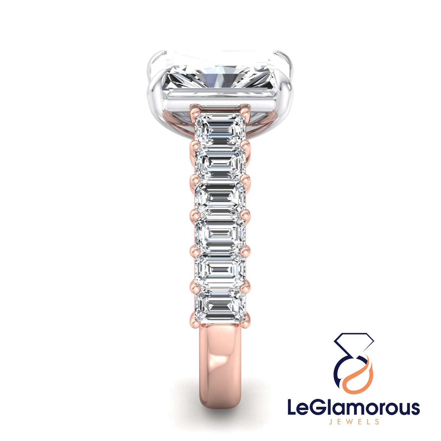 Radiant Cut Lab Grown Diamond Pave Engagement Ring - IGI Certified