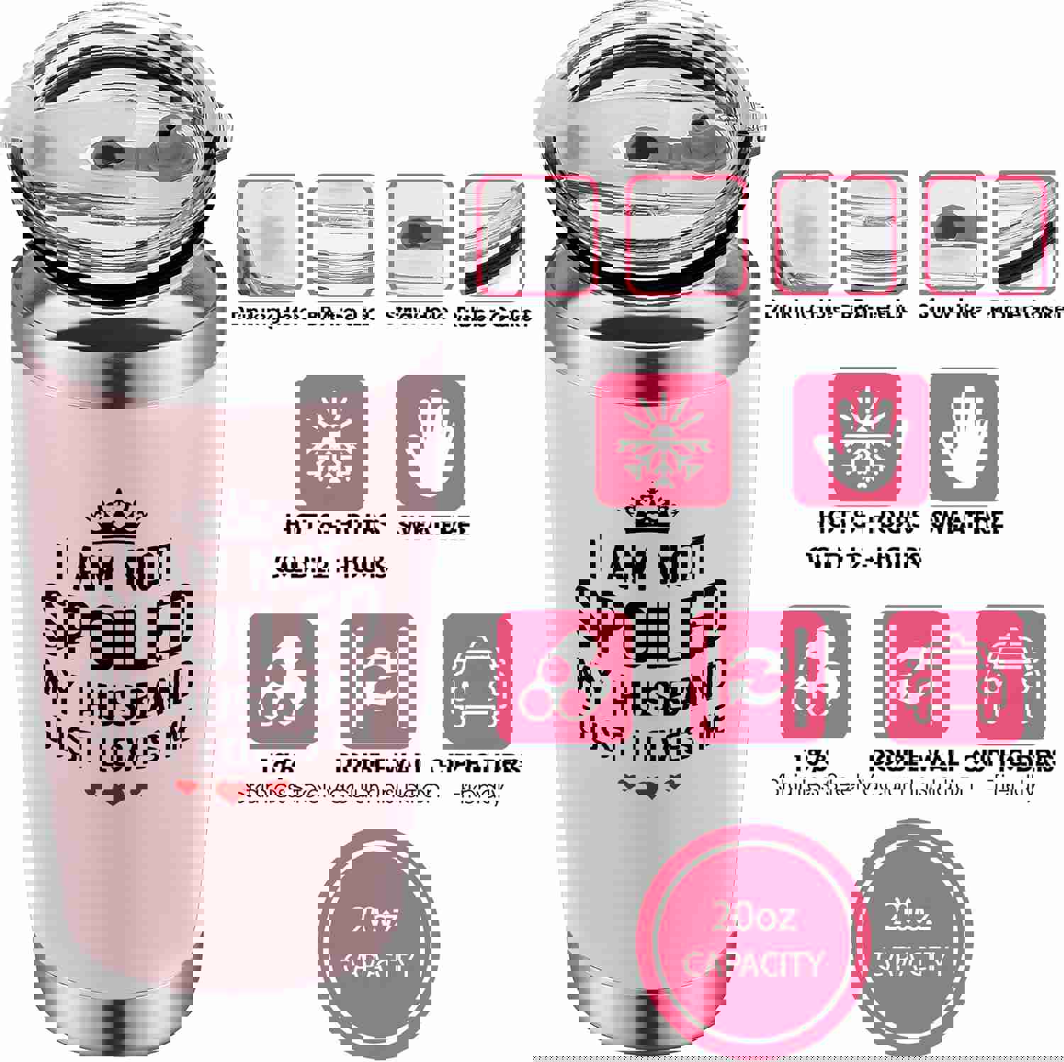 I Love You Wife Tumbler - Anniversary & Birthday Gift (Pink)