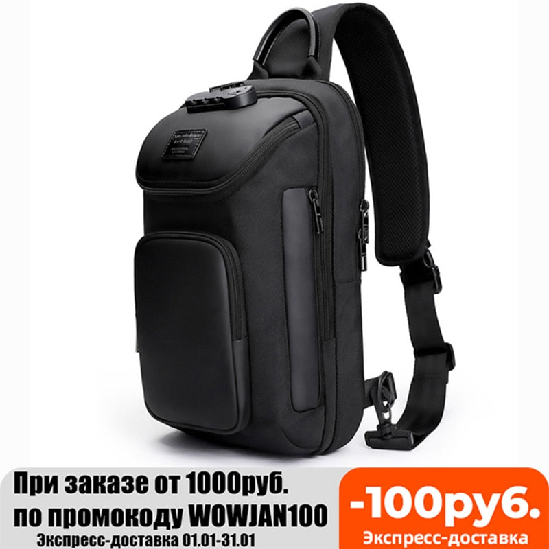 Lkblock Large Capacity Men Oxford Waterproof Multifunction Crossbody Bag