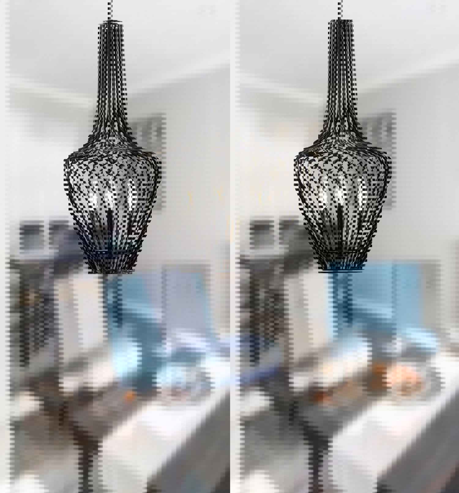 Elsa 3-Lt Genie Bottle Pendant - Black