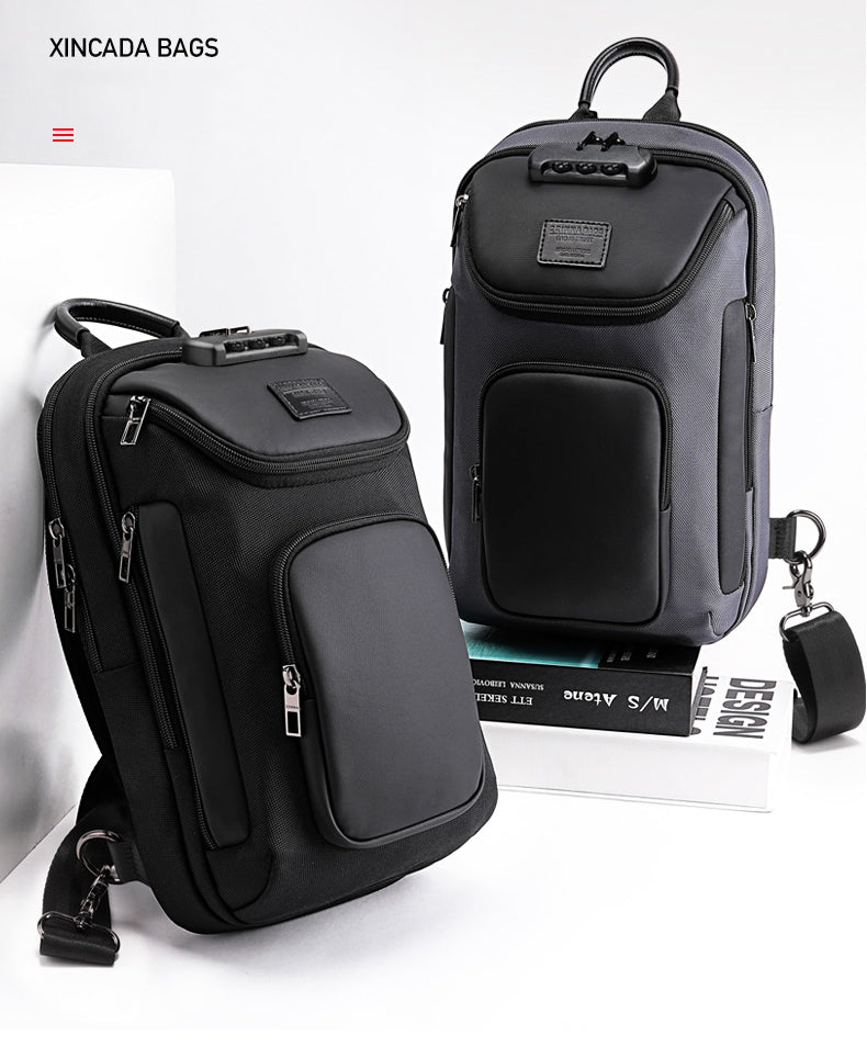 Lkblock Large Capacity Men Oxford Waterproof Multifunction Crossbody Bag