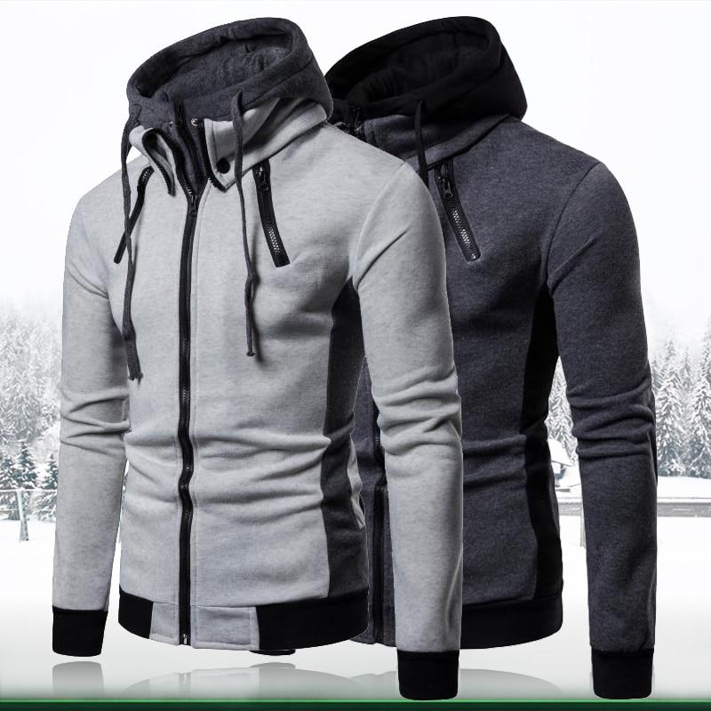 New Men's Slim Zipper Hoodie - Casual Turtleneck Sweatshirt