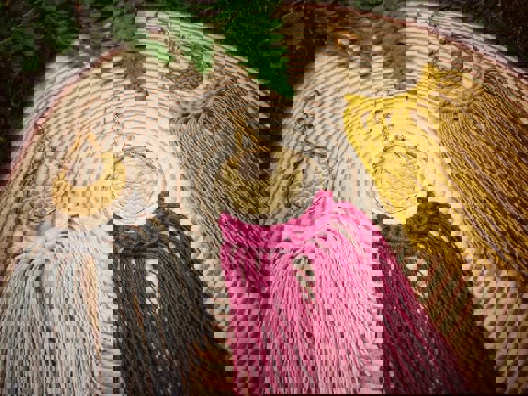 Crescent Moon Earrings - Wine Red