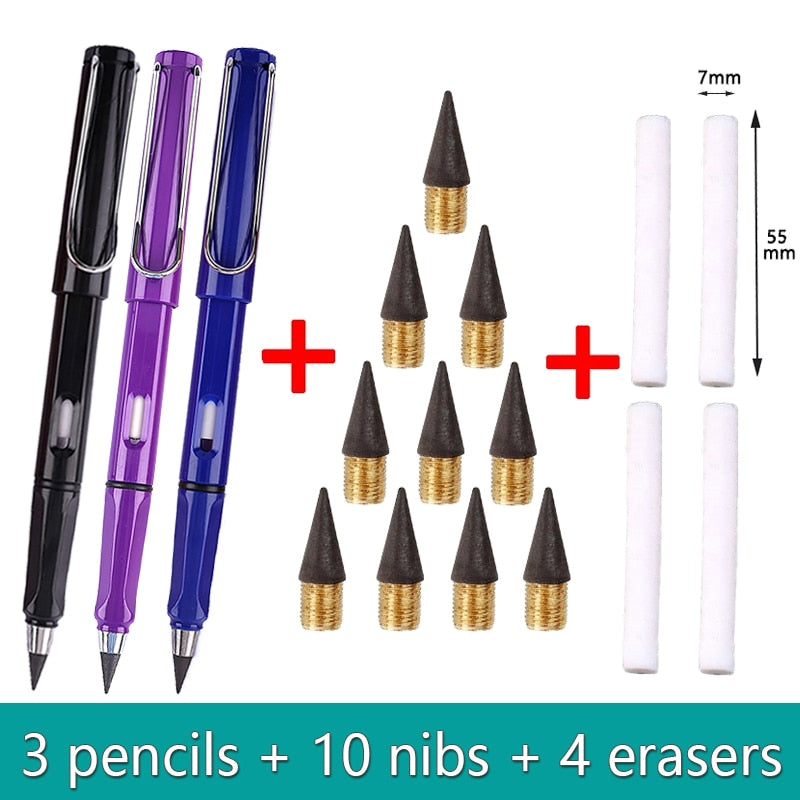 17pcs/Set Infinity Pencils - No Sharpening, No Ink, Kawaii Unlimited Writing Pens for School and Art
