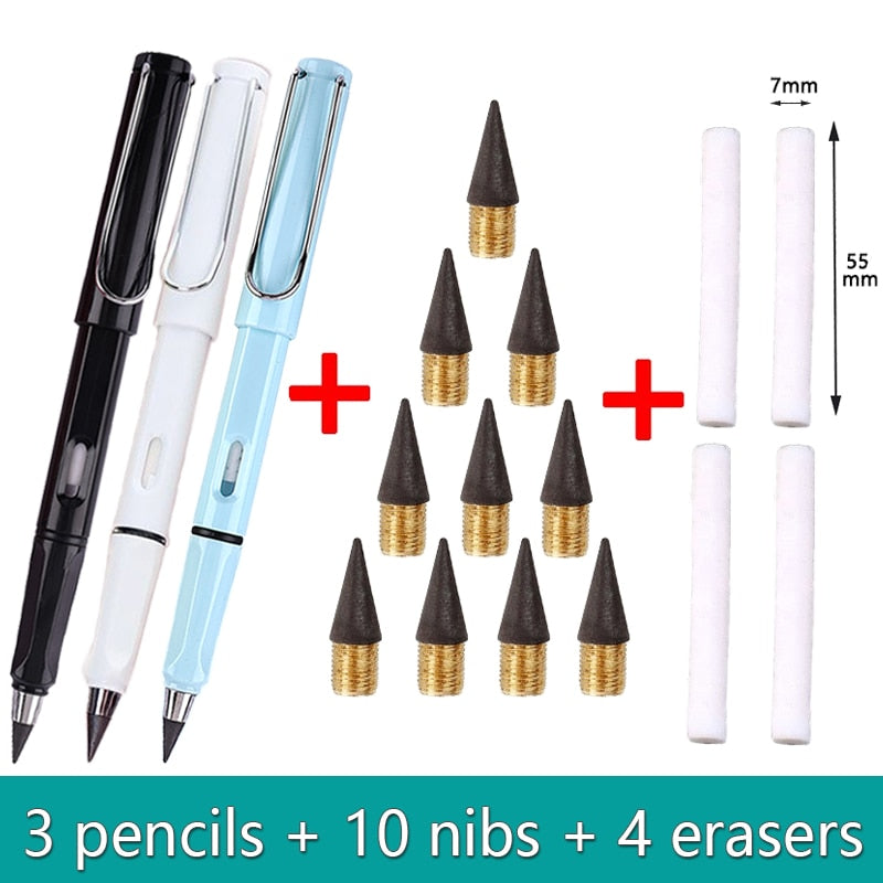 17pcs/Set Infinity Pencils - No Sharpening, No Ink, Kawaii Unlimited Writing Pens for School and Art
