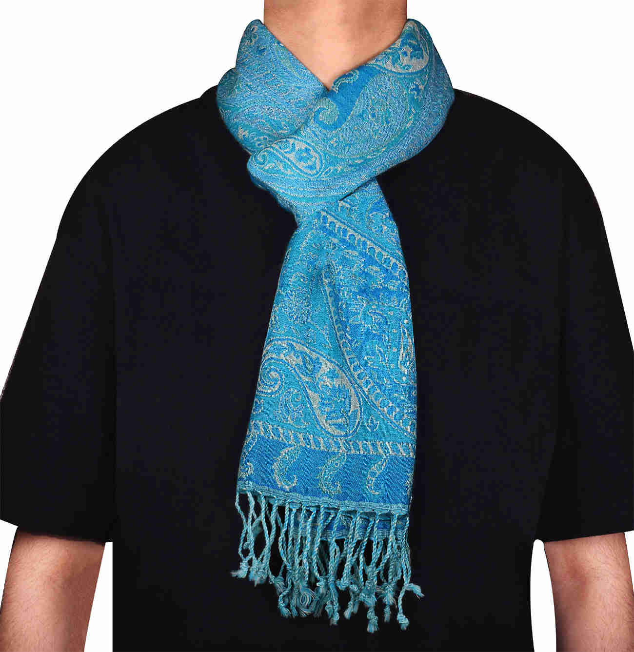 Paisley Wool Unisex Scarf - Handmade in Kashmir (64 x 13 inches)