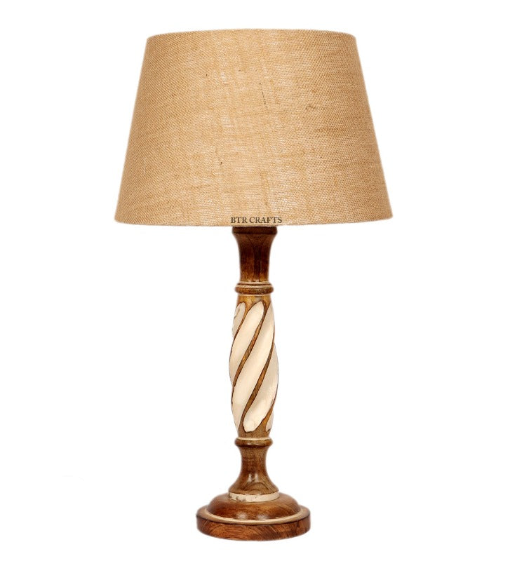 BTR CRAFTS Twister Wooden Table Lamp (Bulb not Included)
