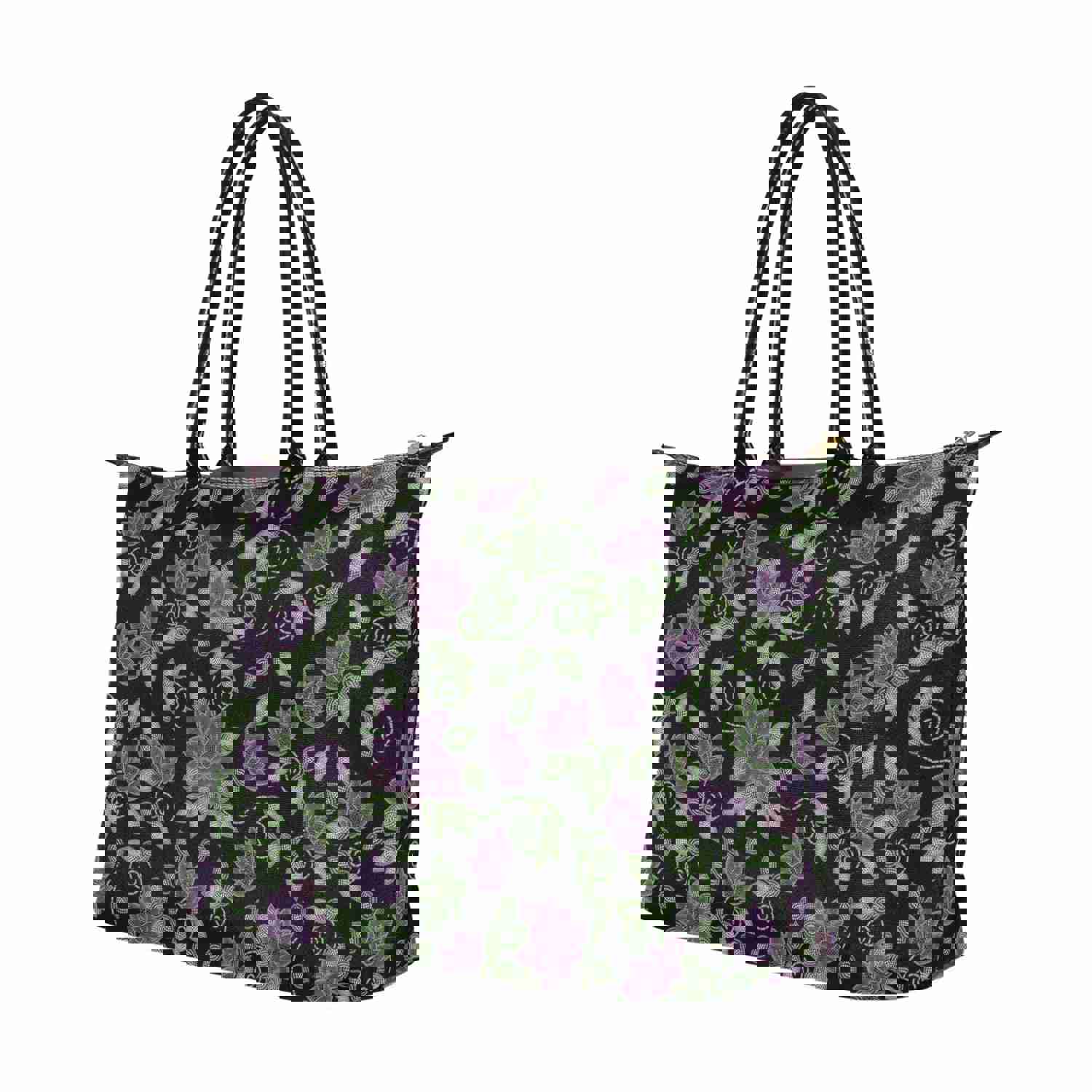 Purple Beaded Rose Single-Shoulder Lady Handbag