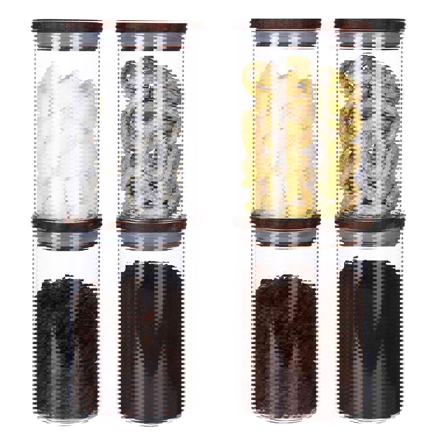 KKC Glass Airtight Food Storage Jar Containers with Wooden Lids, 25 FLoz (750 ML), Pack of 4