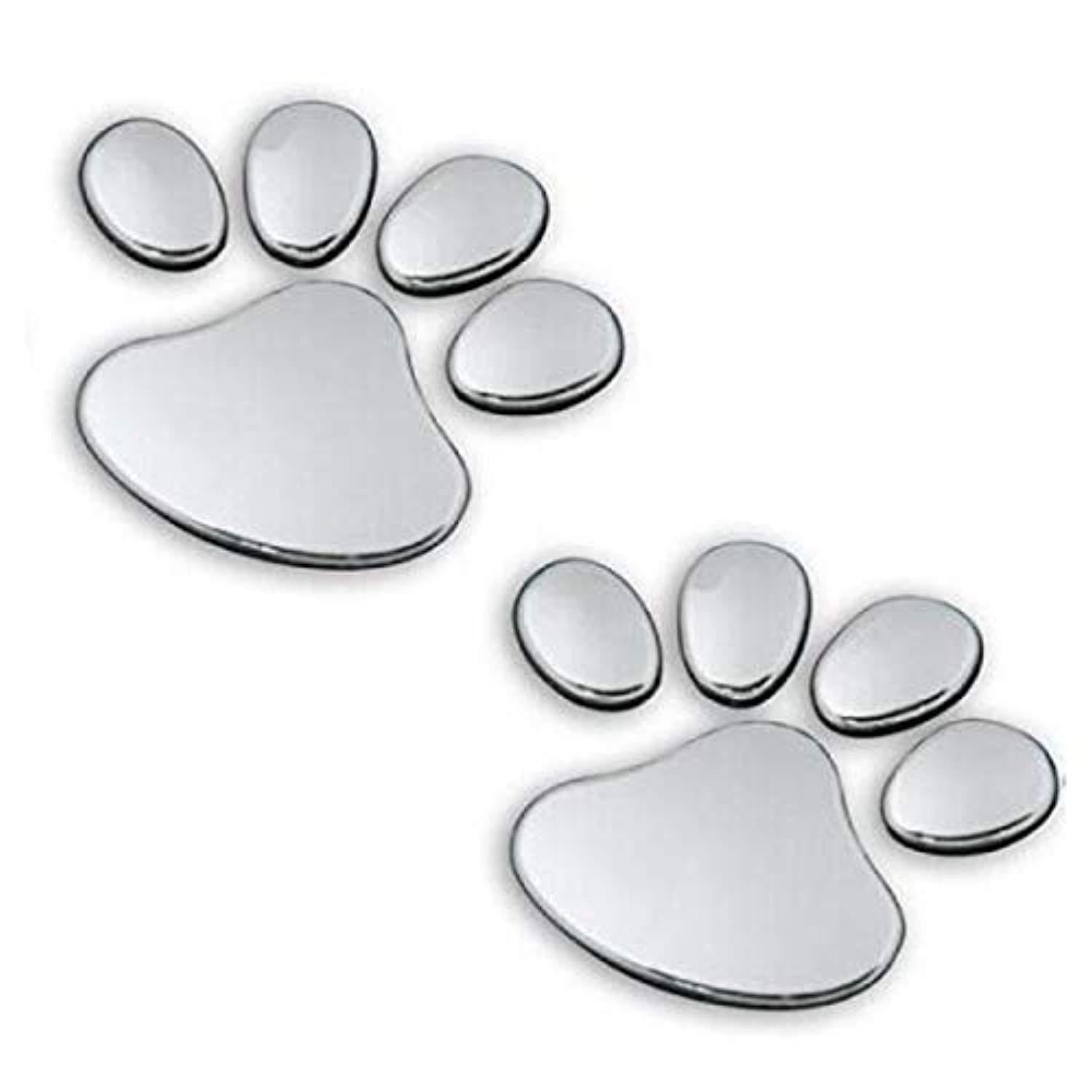 3D Chrome Dog Footprints Pet Paw Car Emblem Decal Sticker
