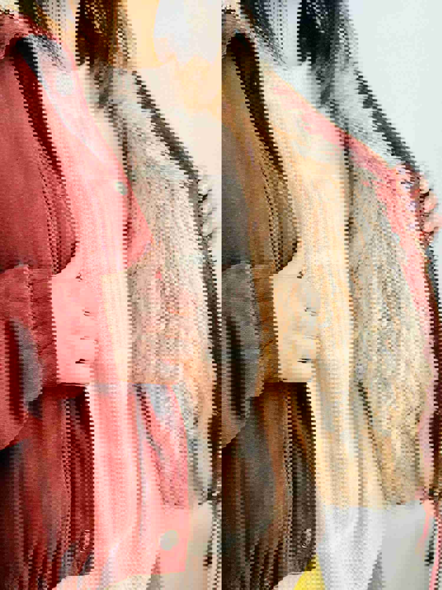 Vintage Burgundy Winter Jacket with Faux Fur