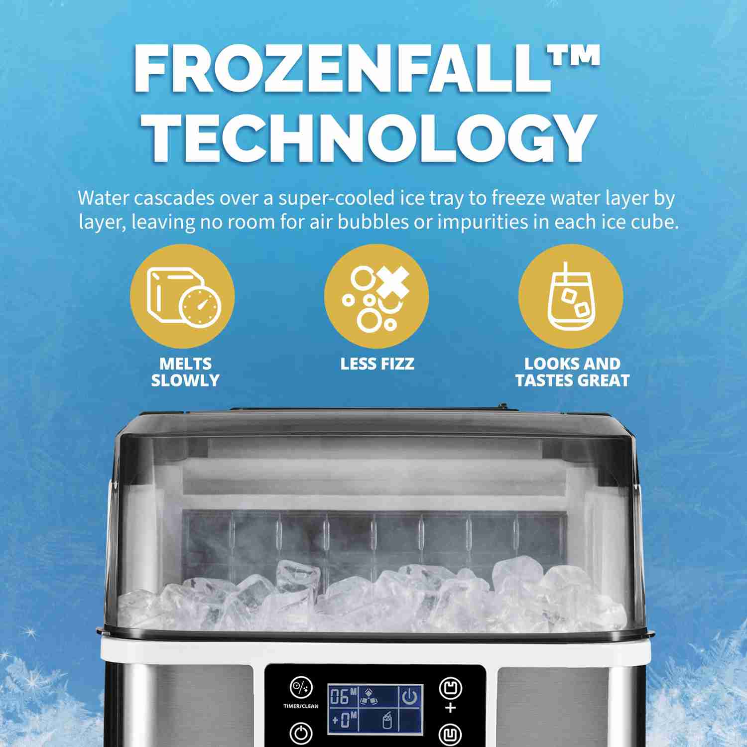 Newair Countertop Clear Ice Maker with FrozenFallTM Technology