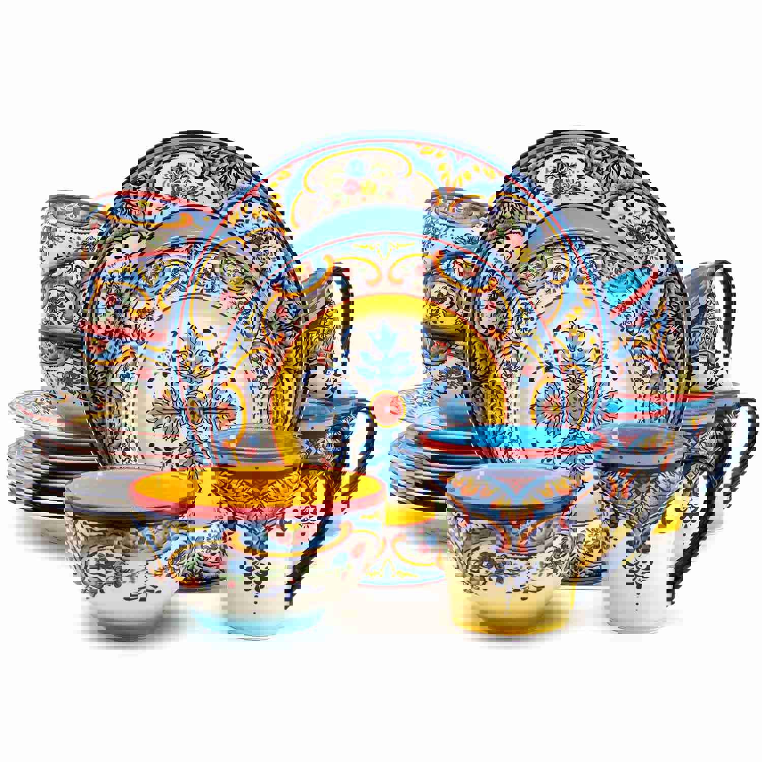 16 Piece Dinnerware Set - Vibrant Spanish Design for Everyday Use