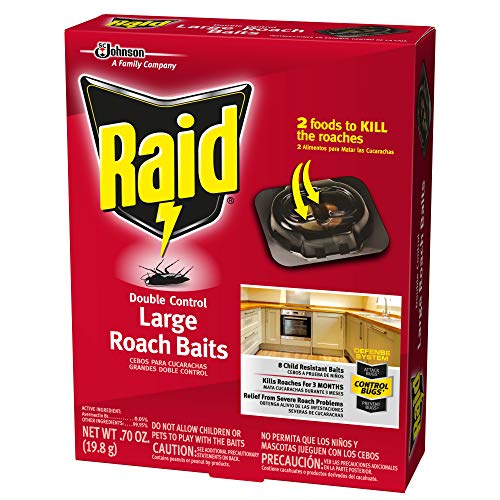 Raid Double Control Large Roach Baits - Indoor Use, 8 Count (Pack of 6), Kills Roaches for 3 Months