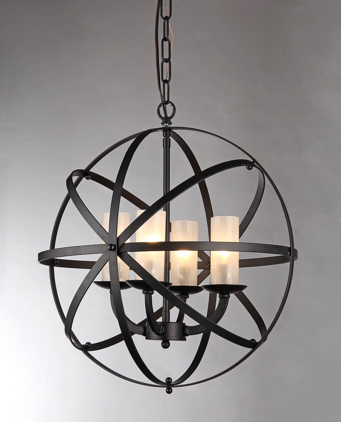 Mandisa 4-light Black-finish 18-inch Globe Chandelier