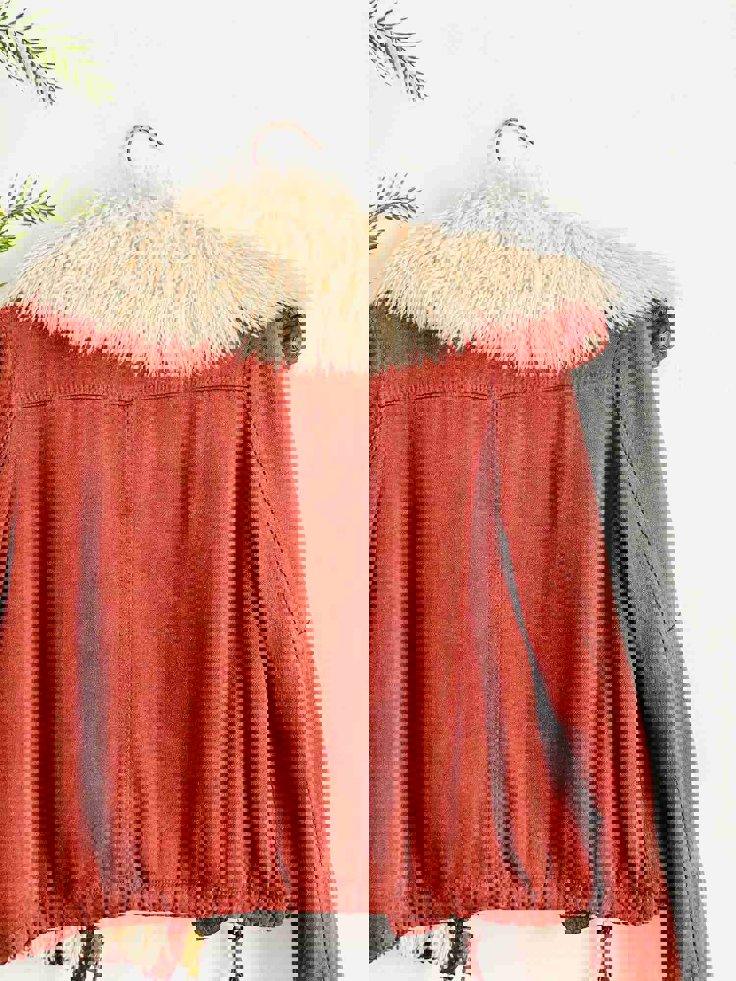 Vintage Burgundy Winter Jacket with Faux Fur