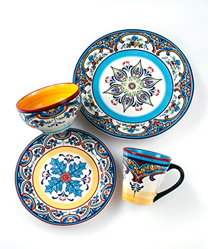 16 Piece Dinnerware Set - Vibrant Spanish Design for Everyday Use