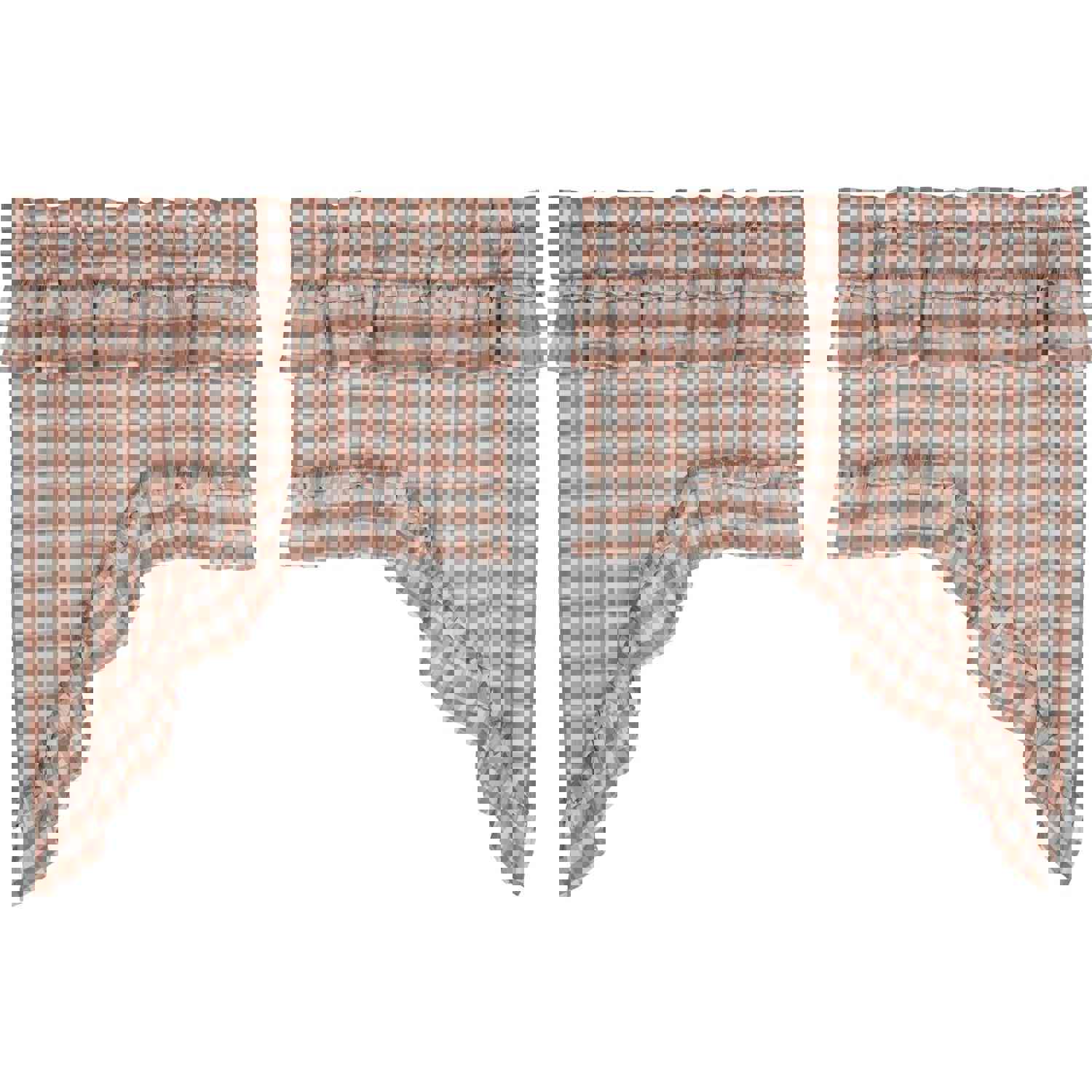 Annie Buffalo Portabella Check Ruffled Swag Set of 2 36x36x16