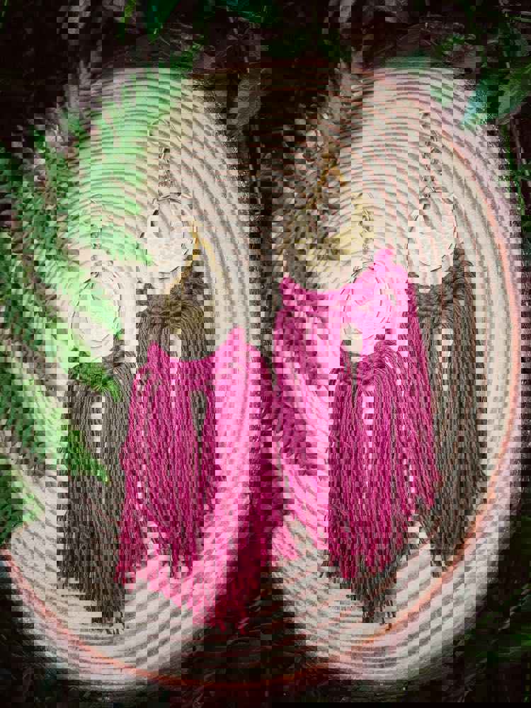 Crescent Moon Earrings - Wine Red