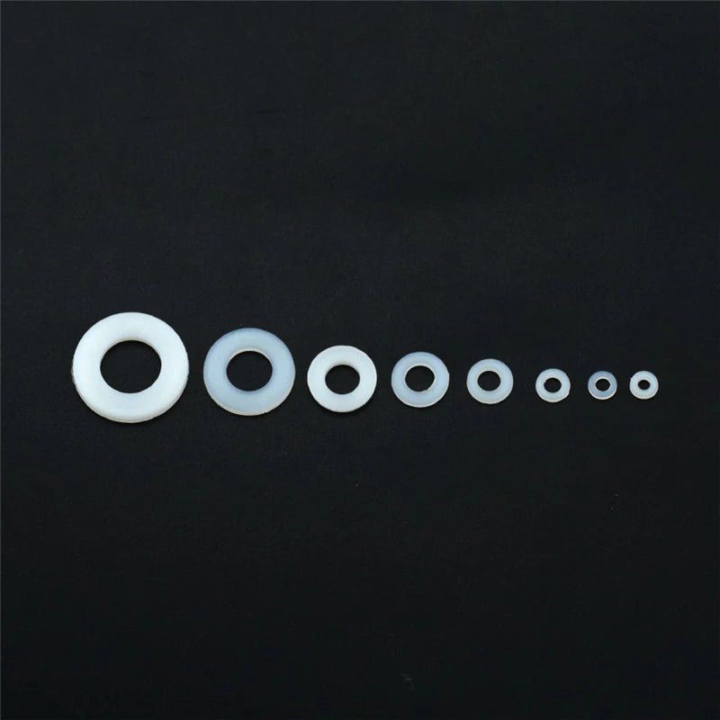 500pcs White Nylon Flat Washer Gasket Set Assortment Kit for M2-M10 Fasteners