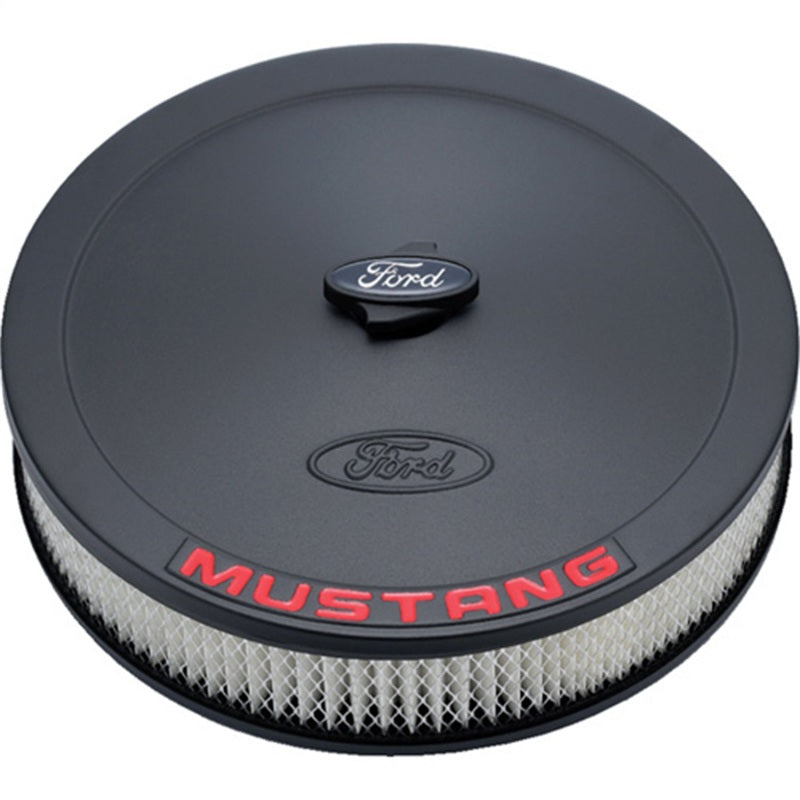 Ford Racing Air Cleaner Kit - Black Crinkle Finish with Red Mustang Emblem