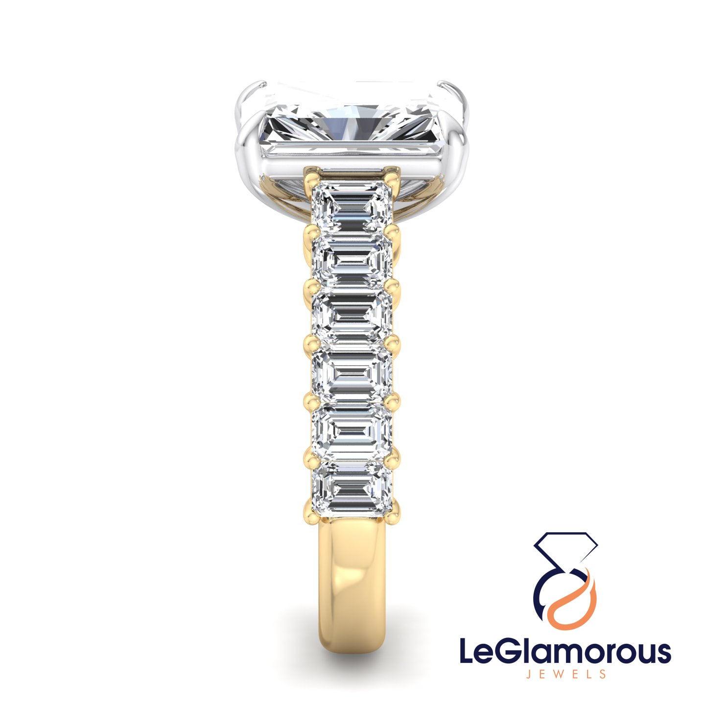 Radiant Cut Lab Grown Diamond Pave Engagement Ring - IGI Certified