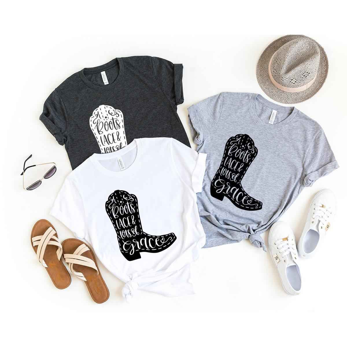 Boots Lace And Lots Of Grace Shirt - Cowgirl Western Style Top