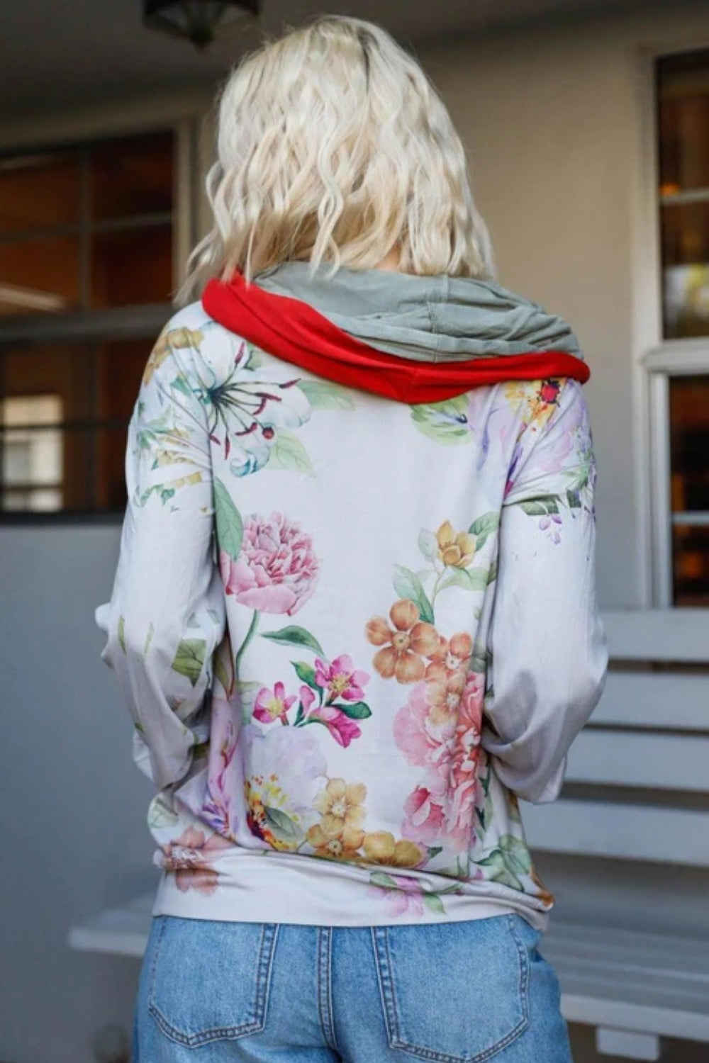 Colorful Floral Zip Up Hoodie