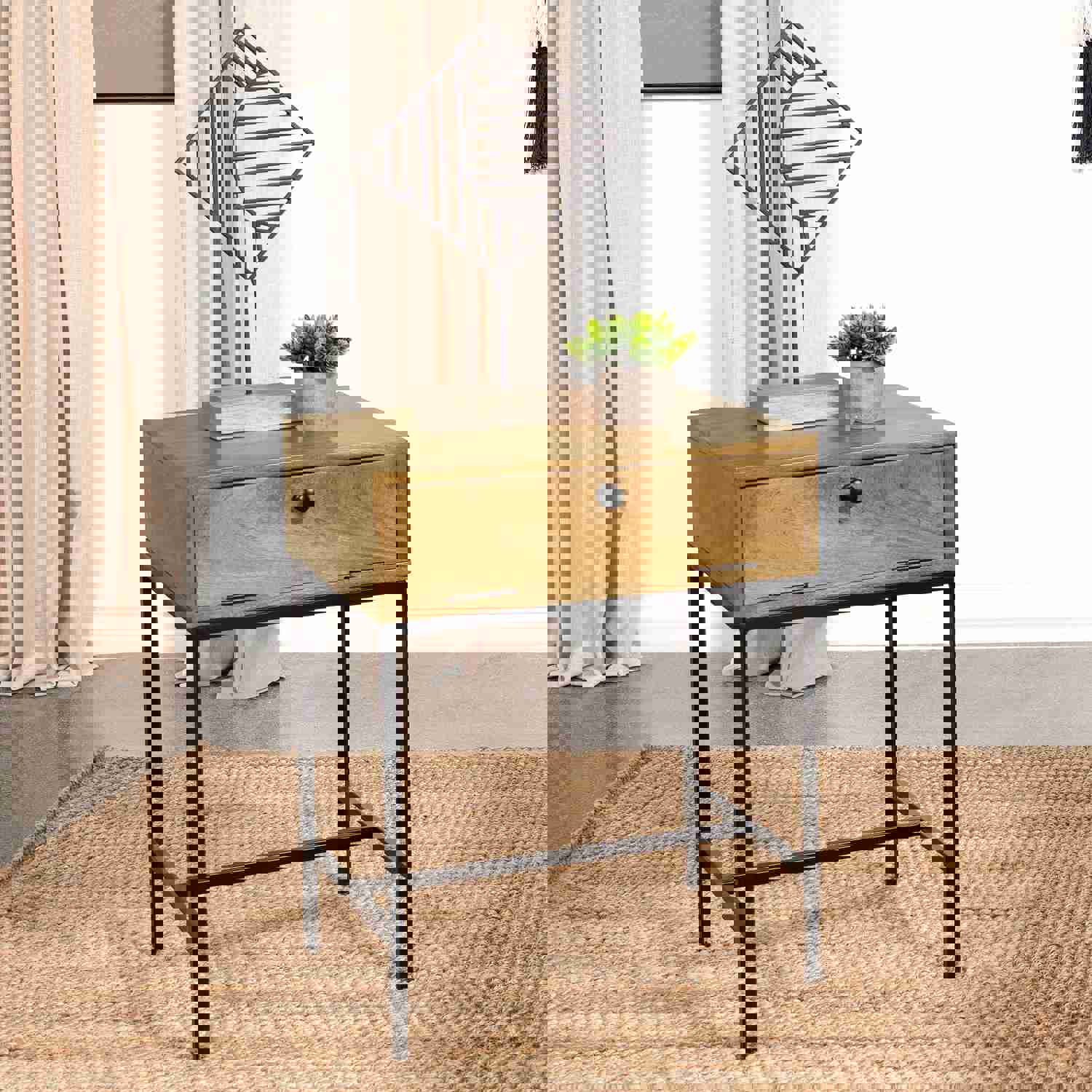 Stephie 1-drawer Rectangular End Table in Honey Brown