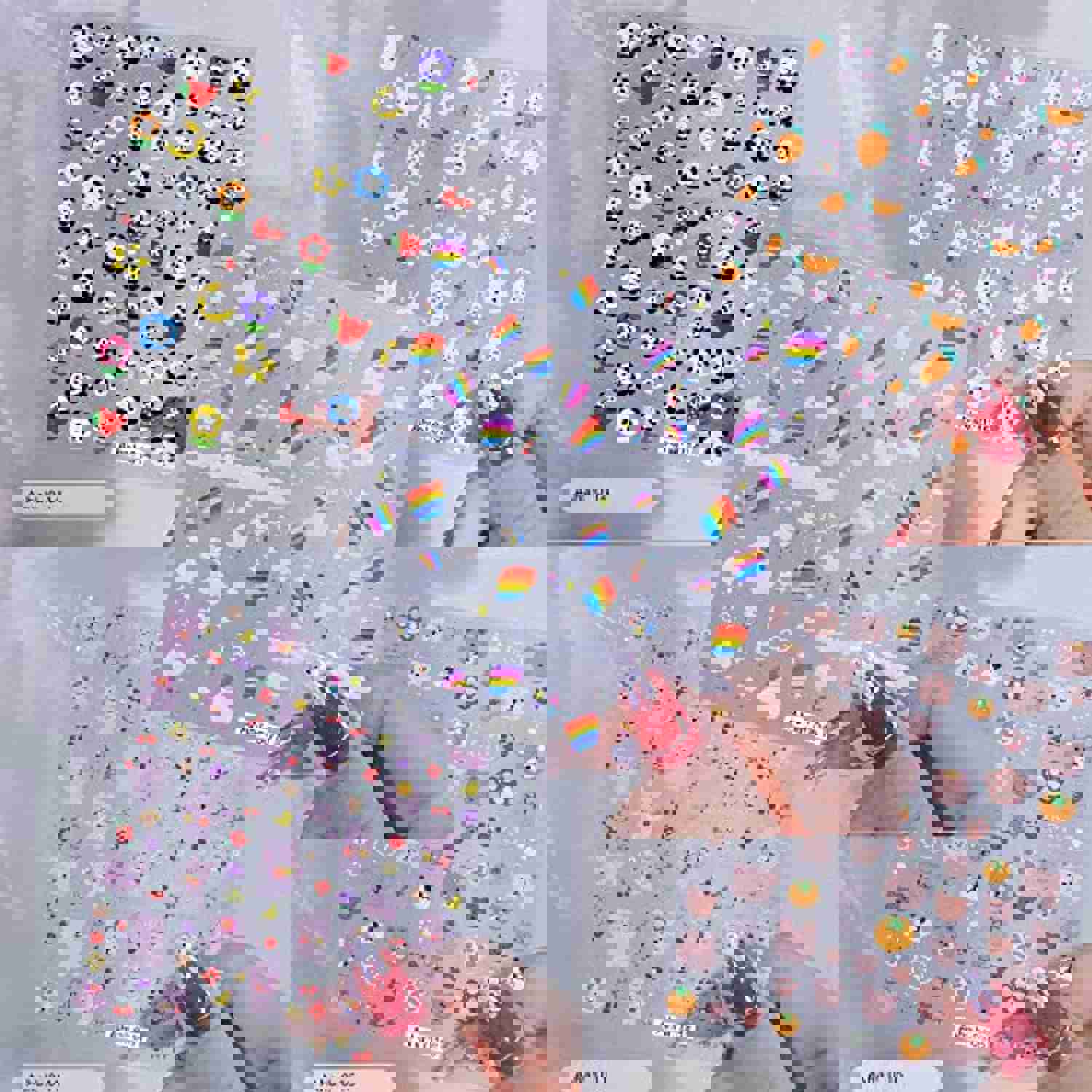 ACDE 5 Sheets Cute Cartoon Nail Art Stickers for Women, Girls, and Kids