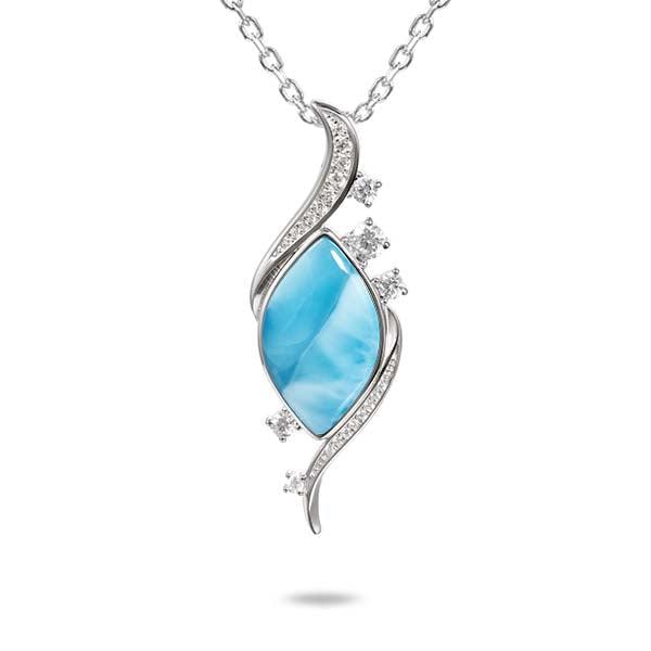 Larimar Glimmer Pendant - 925 Sterling Silver with Gemstones