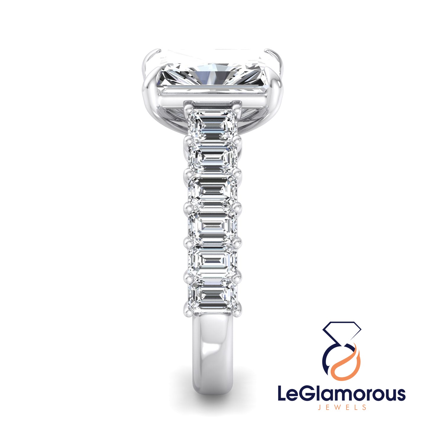 Radiant Cut Lab Grown Diamond Pave Engagement Ring - IGI Certified