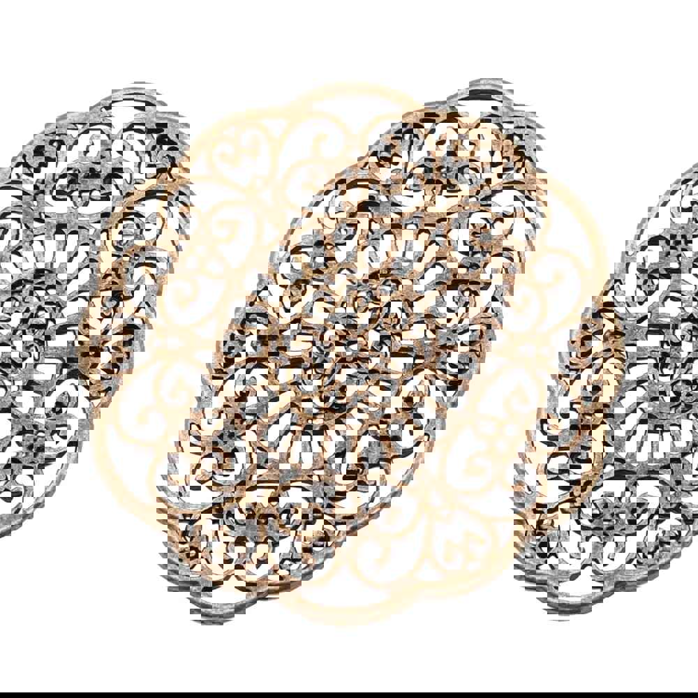 5pcs Antique Silver Hollow Flower Charms for DIY Jewelry Making