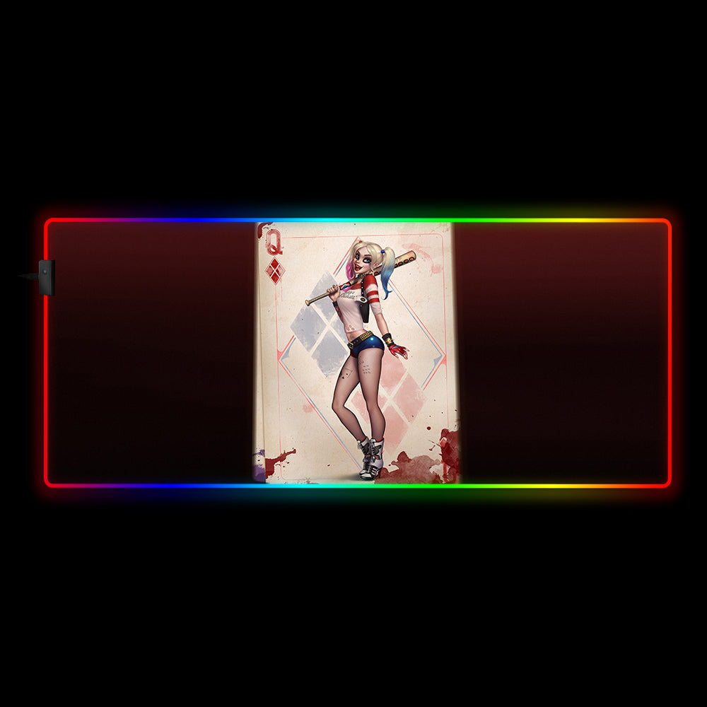 Harley Queen Card Design RGB Gaming Mouse Pad with LED Lights, M-XXL Size