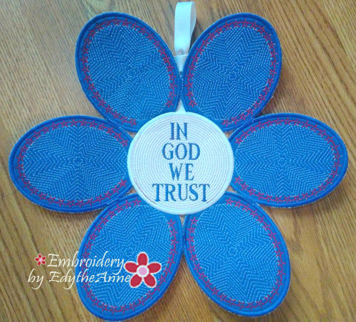 Faith Based Patriotic Door Hanger - Digital Download Embroidery Project
