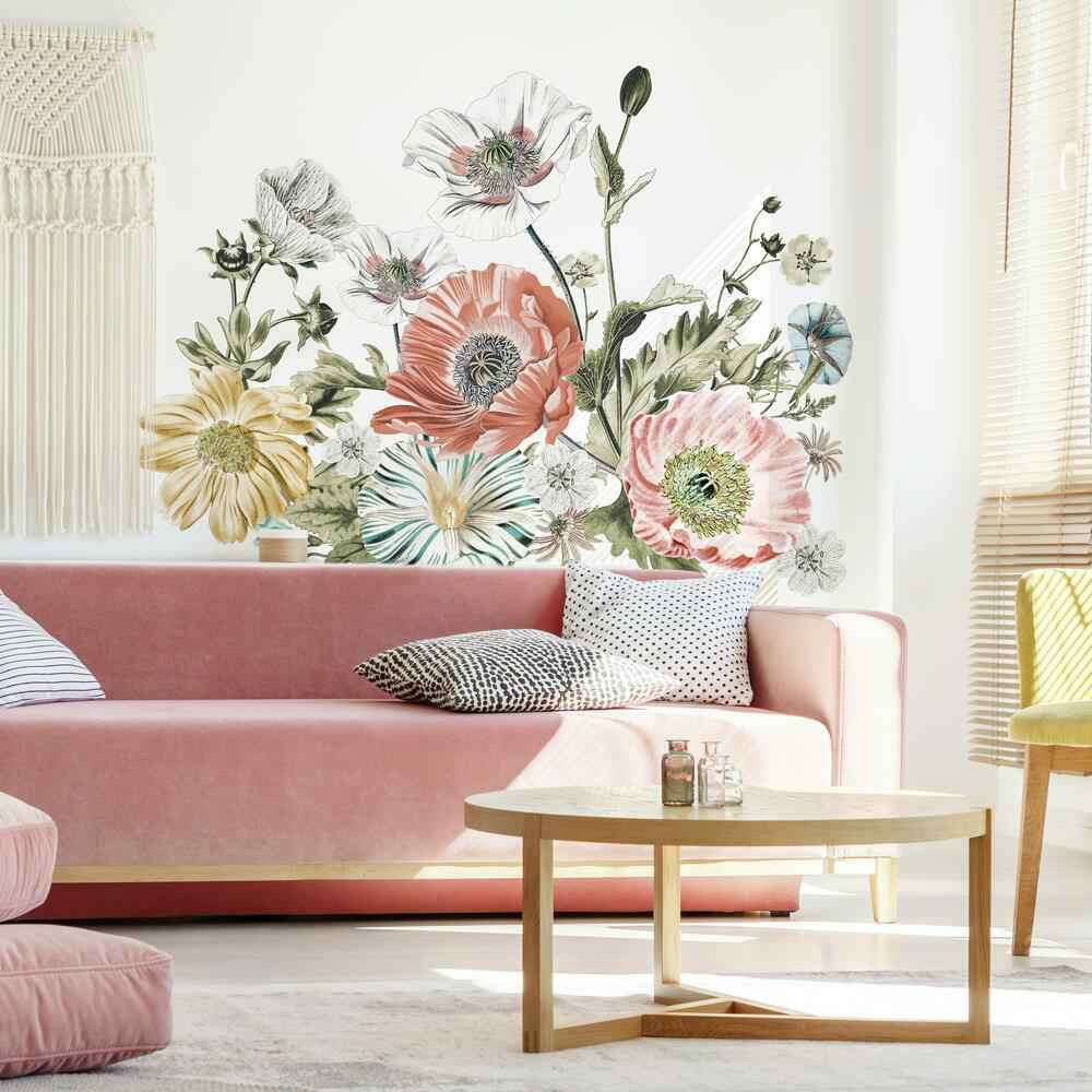 Vintage Poppy Floral Peel and Stick Giant Wall Decals