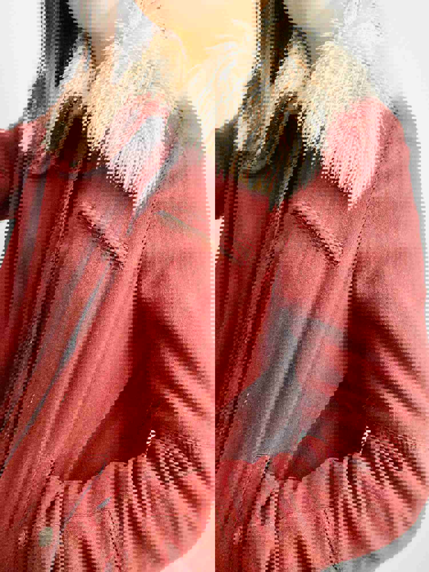 Vintage Burgundy Winter Jacket with Faux Fur