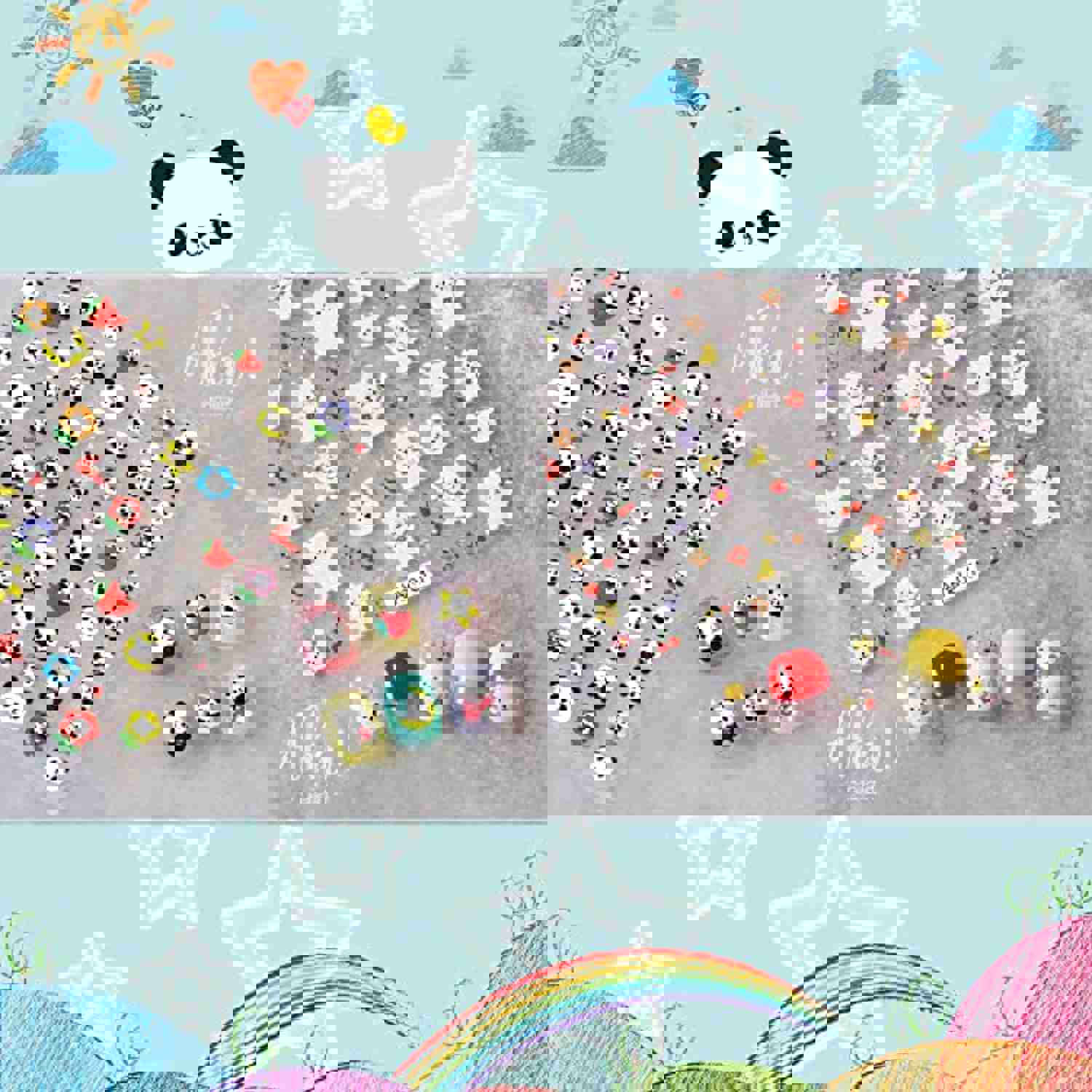 ACDE 5 Sheets Cute Cartoon Nail Art Stickers for Women, Girls, and Kids