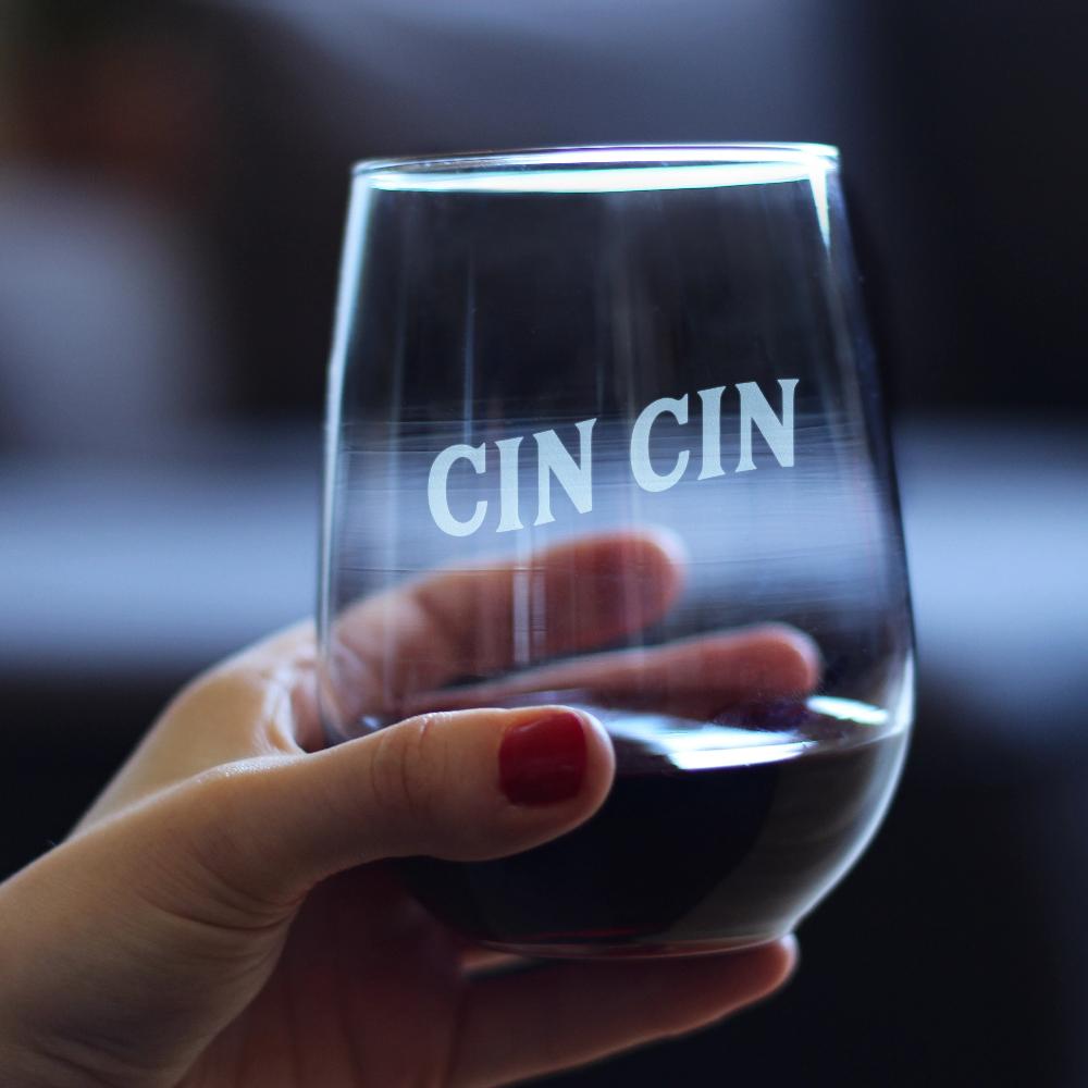 Cin Cin - Italian Cheers - Stemless Wine Glass - Cute Italy Themed Gift for Women and Men - Large 17oz