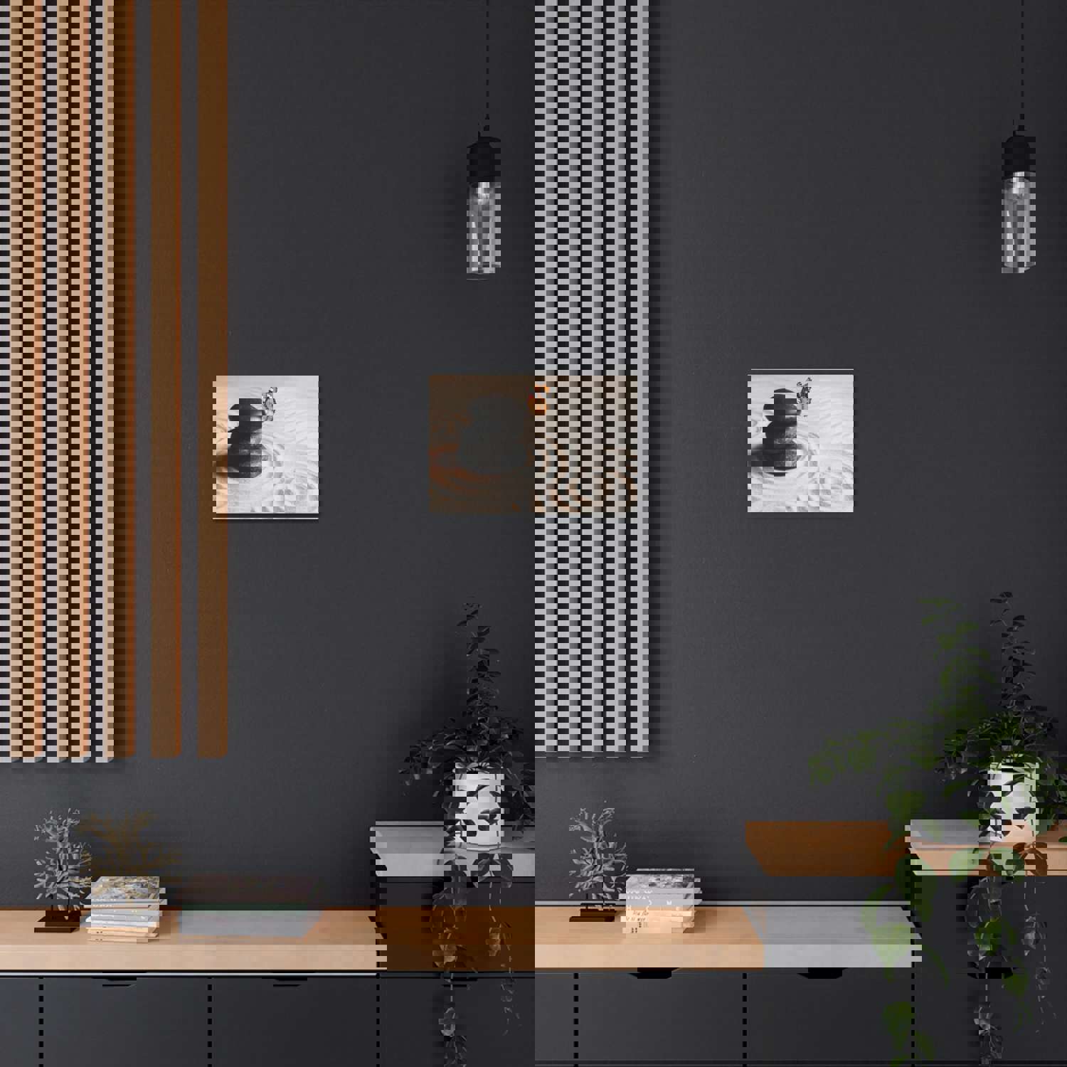 Stones on Sand Forest Floral Nature Photography Canvas Wall Art