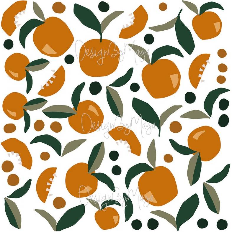 Mandarin Citrus Clementines - Fabric Nursery Wall Art Decals for Baby and Kids Rooms