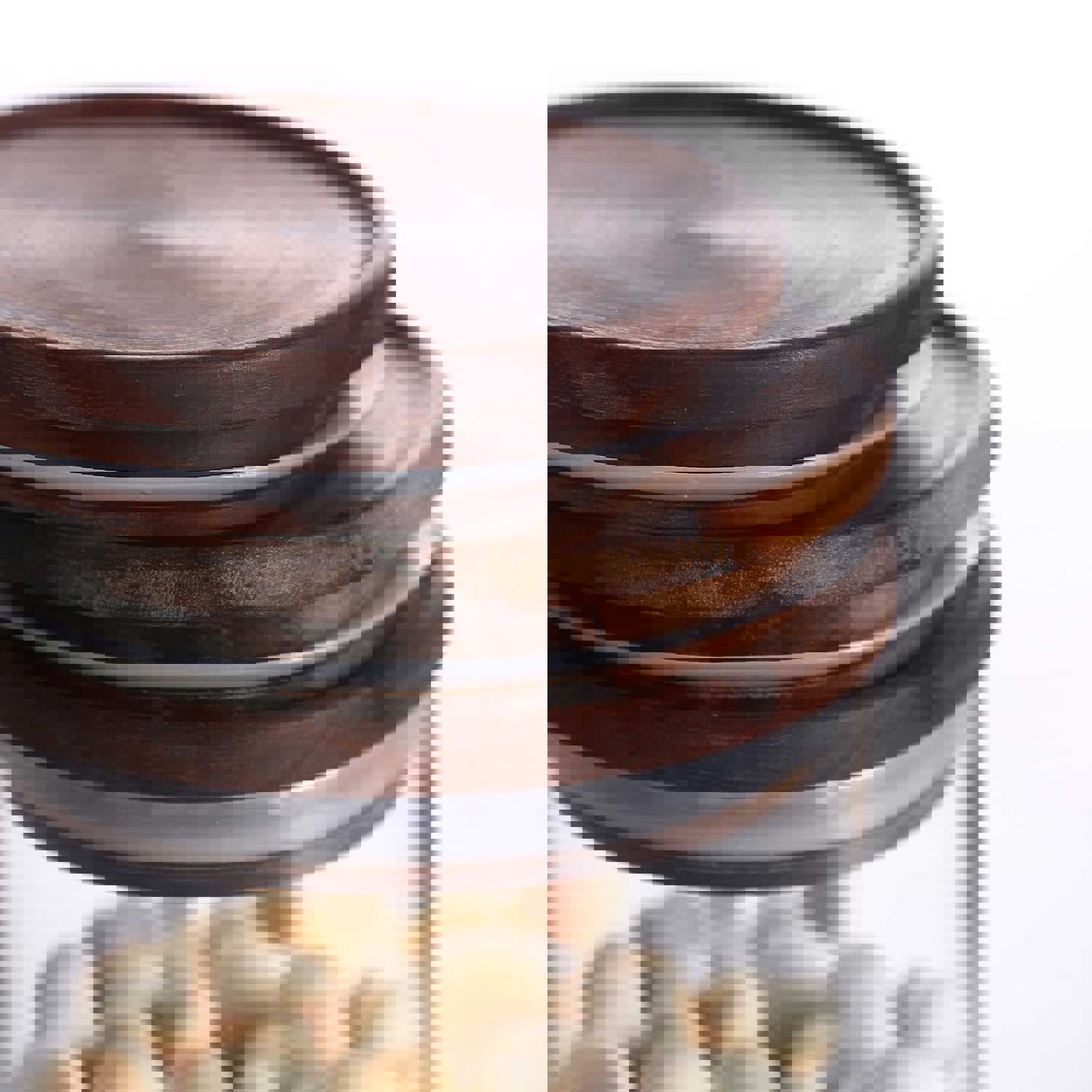 KKC Glass Airtight Food Storage Jar Containers with Wooden Lids, 25 FLoz (750 ML), Pack of 4