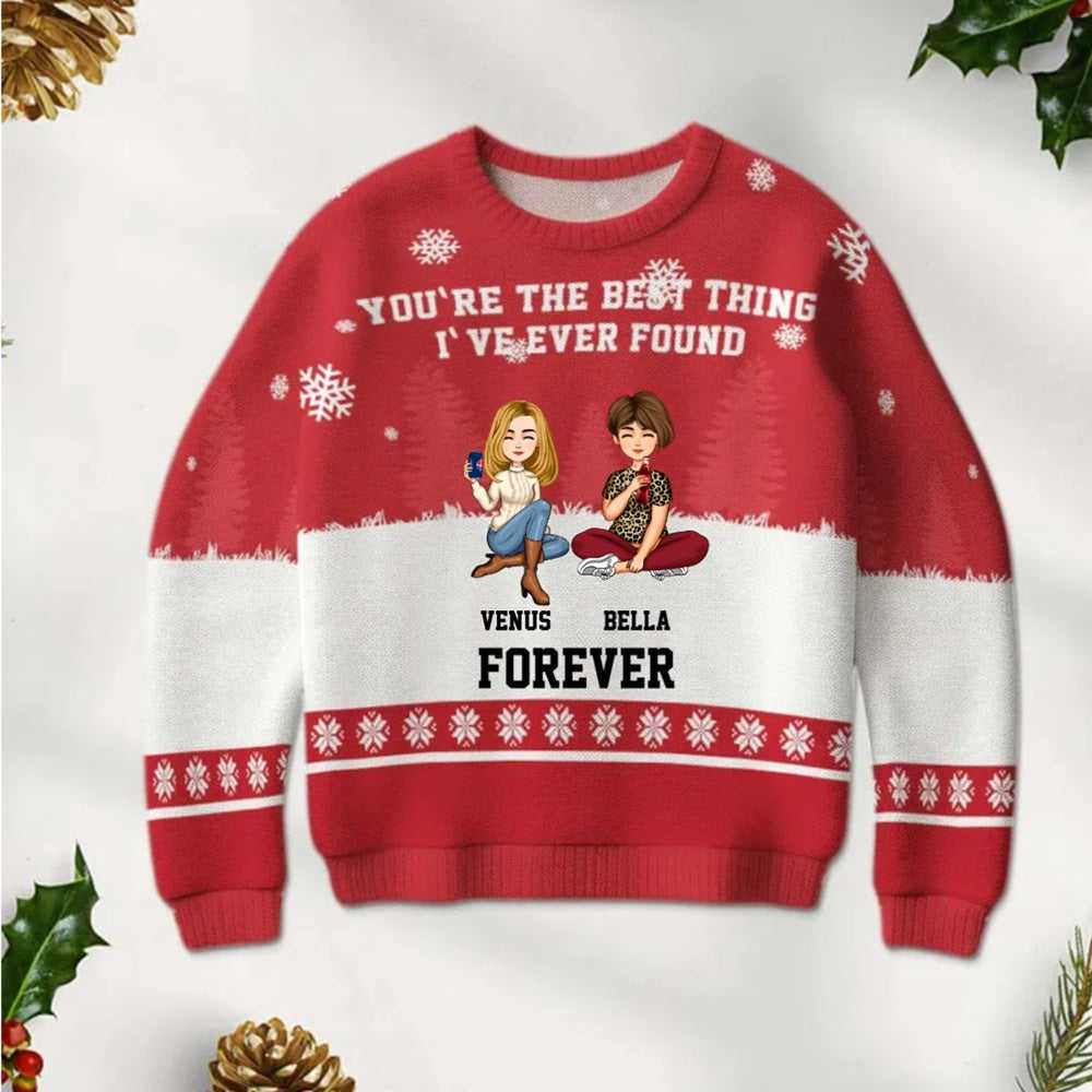 Personalized Ugly Sweater Christmas Gifts For Friends - Custom Hairstyle Clothes Name Besties