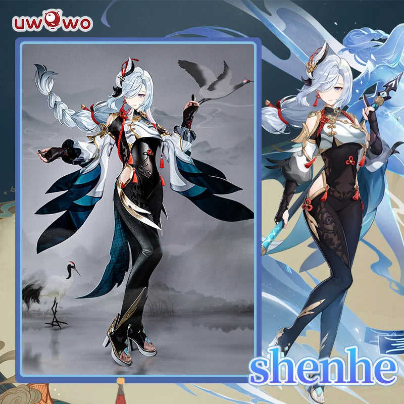 UWOWO Shenhe Cosplay Costume - Genshin Impact Liyue Cryo Shen He Outfit for Halloween & Christmas