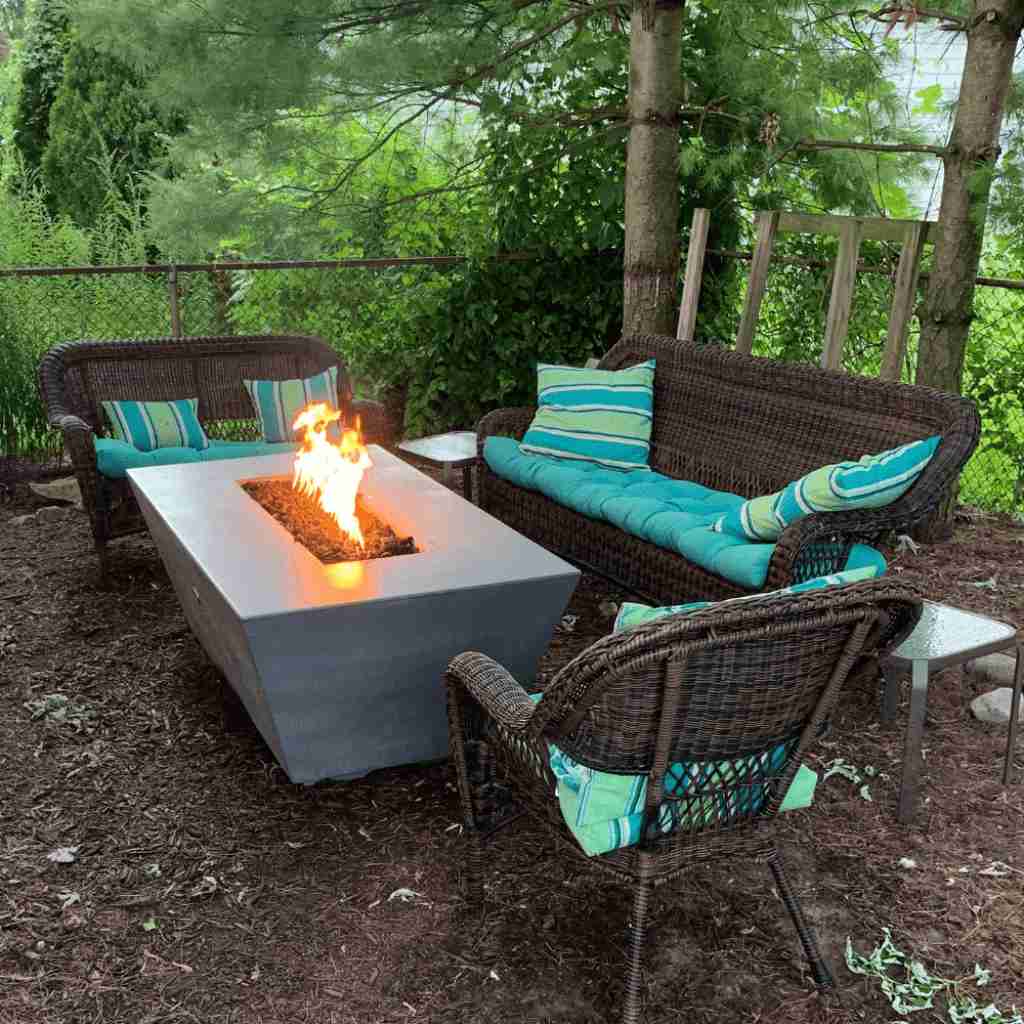 The Outdoor Plus 60 Angelus GFRC Concrete Rectangle Liquid Propane Fire Pit