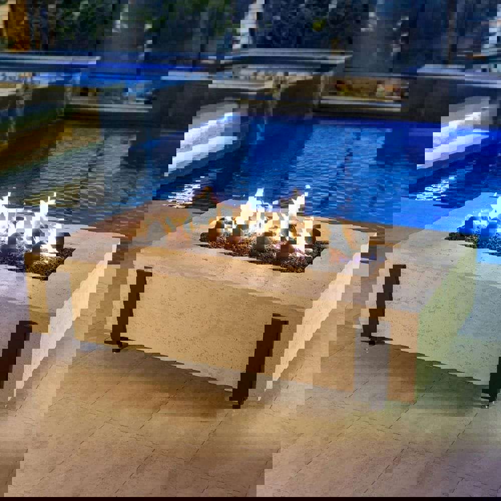 American Fyre Designs Iron Saddle 60-Inch Rectangular Gas Fire Pit Table