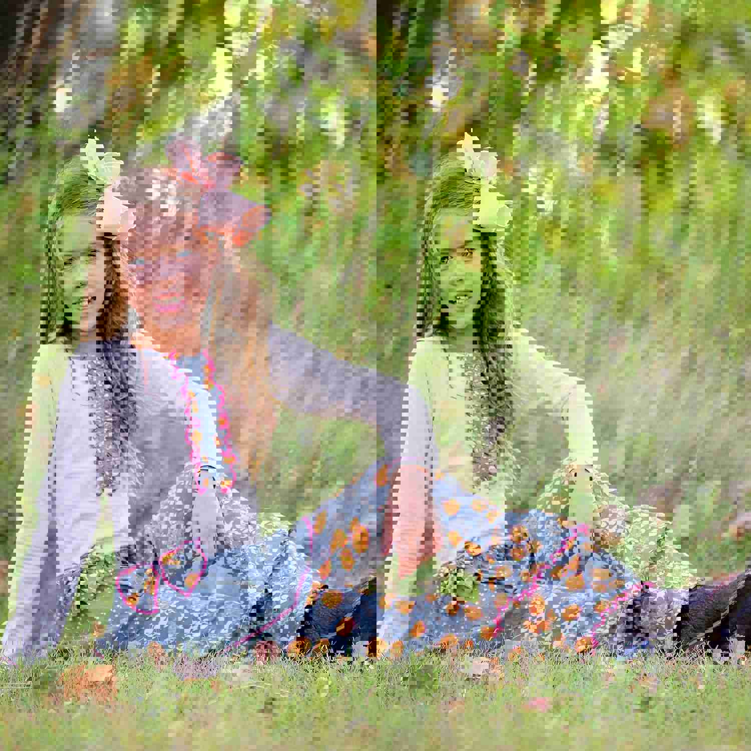 AnnLoren Girls Vintage Floral Polka Dots Tunic & Ruffle Pant Clothing Set