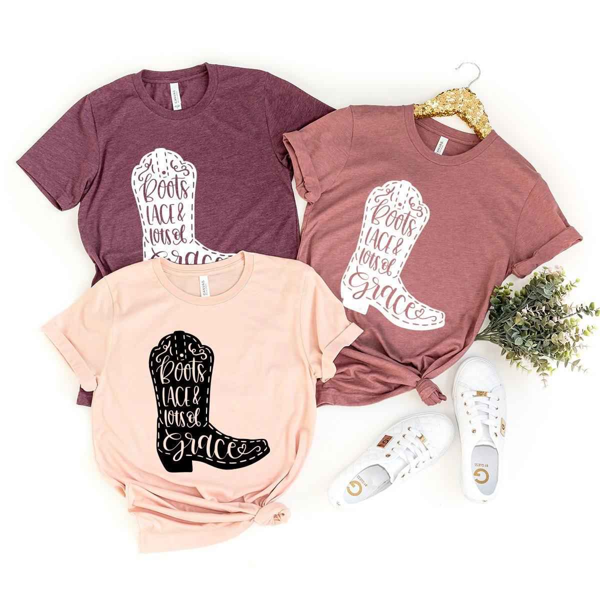 Boots Lace And Lots Of Grace Shirt - Cowgirl Western Style Top