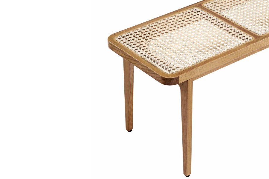 Le Roi Bench - Solid Oak with French Rattan Inlay